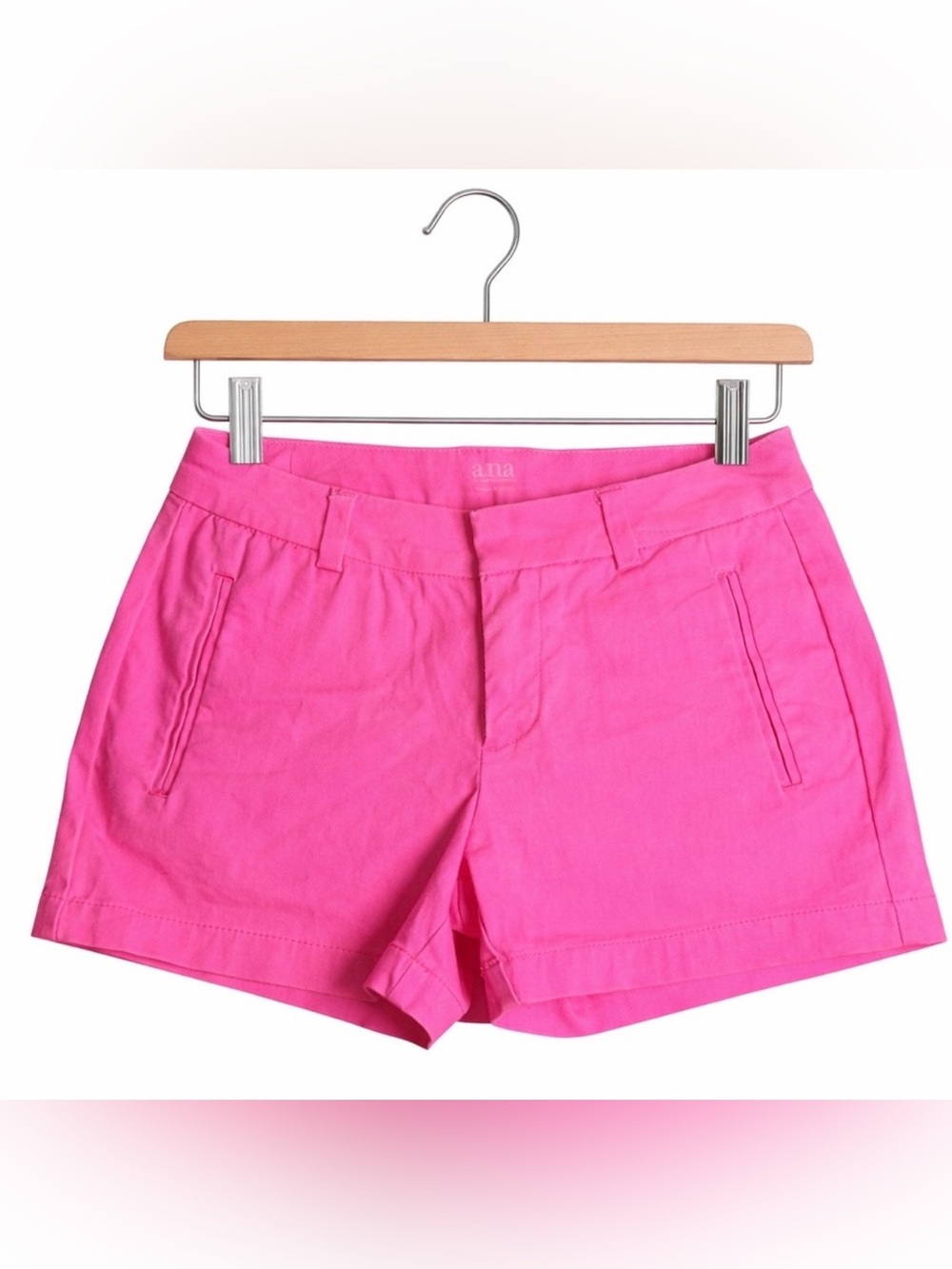 a.n.a Neon Pink Twill Shorts Size 0 Mid Rise Chino Summer Preppy Barbiecore